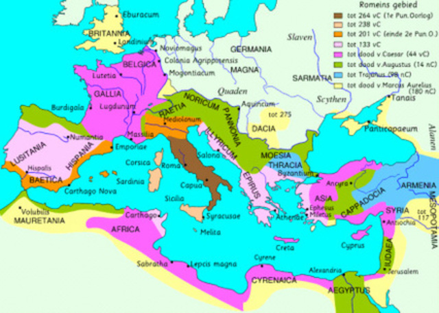 Grootste deel van huidig Italië in bezit.