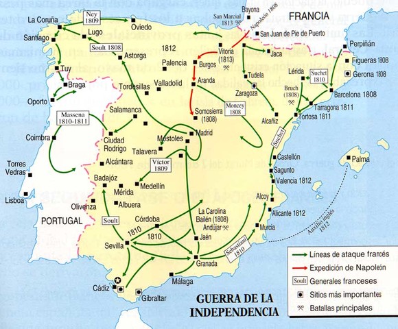 Comienzo Guerra de la Independencia.