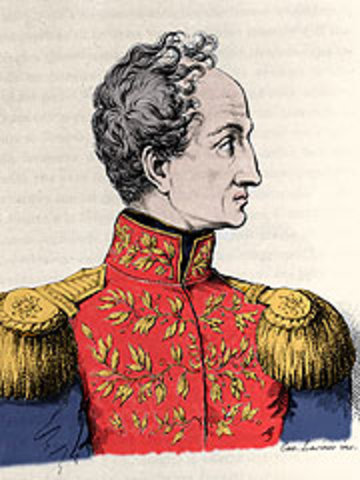 Simón Bolívar, fighting for independence, defeats Spain in the Battle of Boyacá. The nation of Gran Colombia is formed. In 1830, Venezuela and Ecuador become separate nations. Colombia and Panama remain as Nueva Granada.