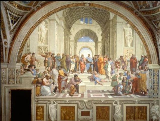 385 AC Platón establece el concepto de ‘Academia’ como escuela en Atenas y escribe sobre su visión de la sociedad perfecta y la educación basada en la sociedad. Aristóteles también comienza unaescuela 30 años después.