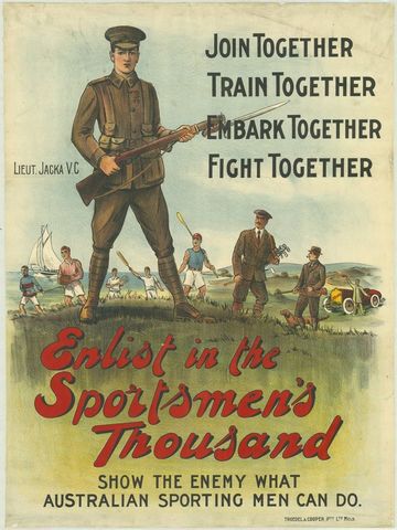 Australia enlists recruits, voluntarily for WW1