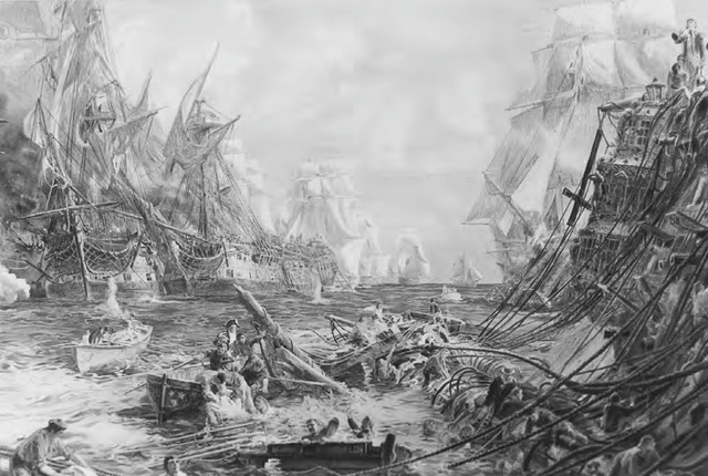 The French fleet is destroyed at the battle of Trafalgar