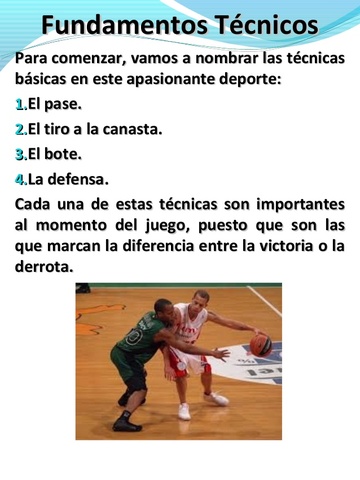 EN LISTA LOS FUNDAMENTOS TÉCNICOS DEL BASQUETBOL
