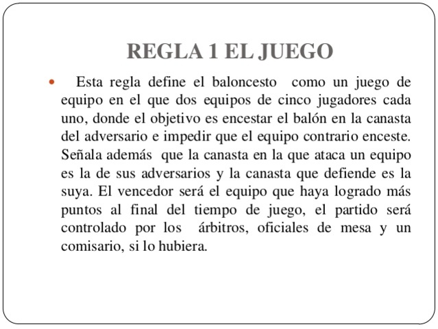 ESCRIBE UNA REGLA DEL BALONCESTO