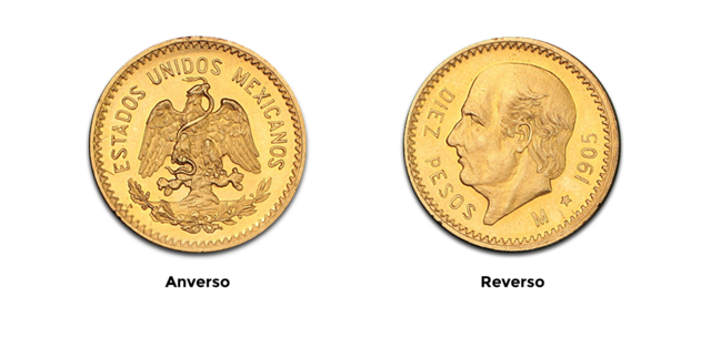 Inscripción "estados Unidos Mexicanos" en la moneda