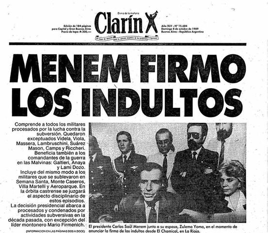 Indultos realizados por Carlos Menem