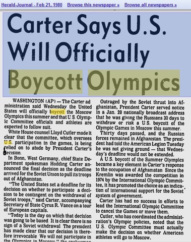 The U.S. Boycotts the Russian Olympics