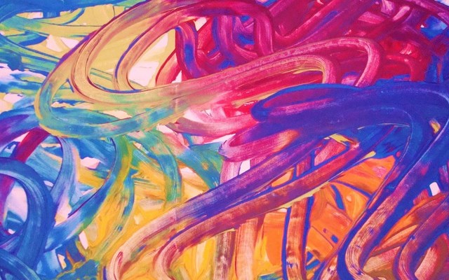 Finger painting and tie-dye at the cottage