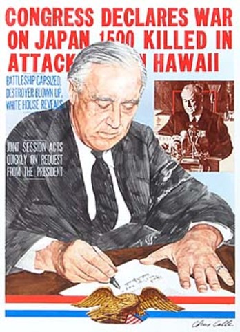 The United States declares war on Japan
