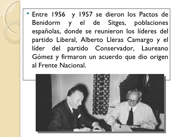 ACUERDO PARTIDO LIBERAL Y CONSERVADOR " FRENTE NACIONAL"