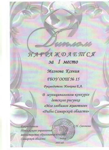 Муниципальный конкурс детского творчества. Диплом за 1 место