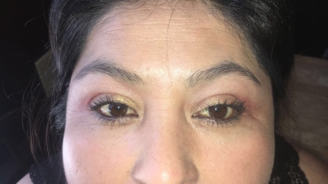 I practiced a few eye looks on my mom, just using eyeshadow
