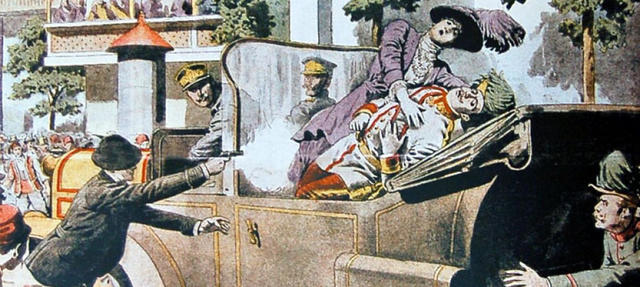 Asesinato del Archiduque Francisco Fernando y su esposa en Sarajevo.