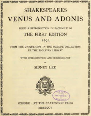 Publicación de los poemas Venus y Adonis