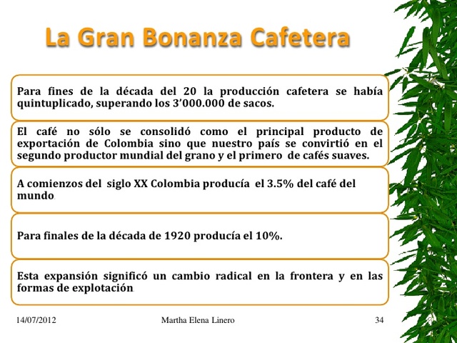 Bonanza Cafetera y Estabilización