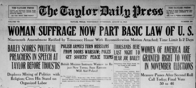 The Ratification of the 19th ammendment