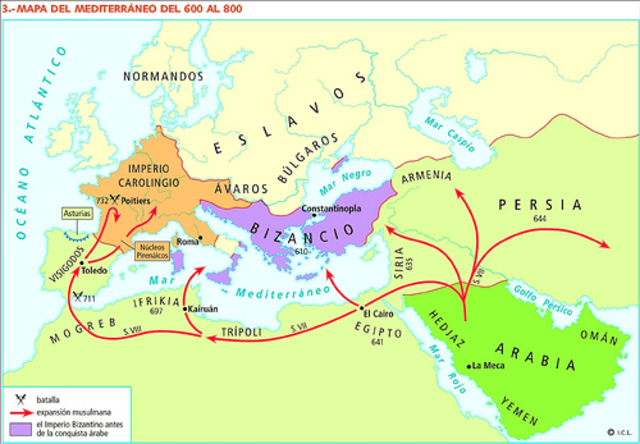 Inicio de la expansión del Islam en Asia, Africa y Europa