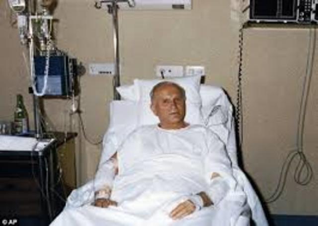 he is shot, severely wounded; names Cardinal Joseph Ratzinger head of Vatican doctrinal congregation.