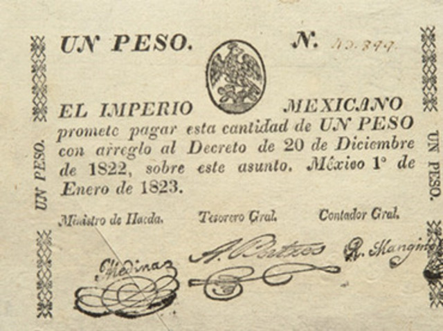 primera emisión de billetes  mexicanos