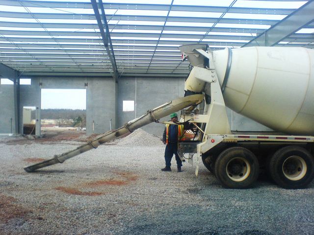 Cement trucks arrive