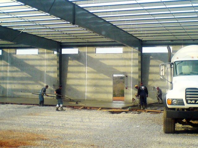 Pouring of concrete floor begins