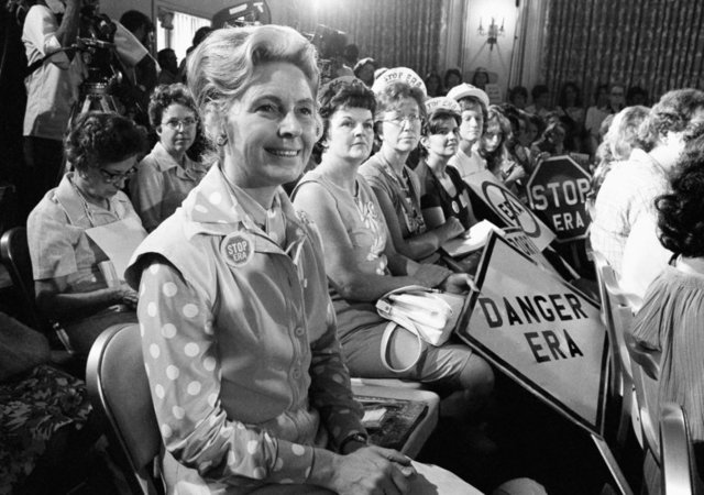 The ERA is defeated by Phyllis Schlafly's conservative "STOP ERA" coalition