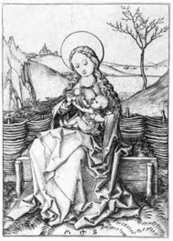 Martin Schongauer. "Madonna murumättal."