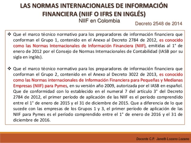 Normas internacionales en 2012