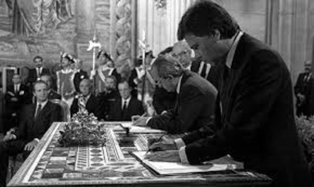 Signatura del Tractat de l'Acta Única Europea