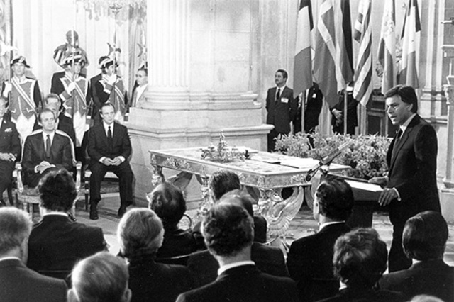 Signatura del Tractat de la Unió Europea a Maastricht.