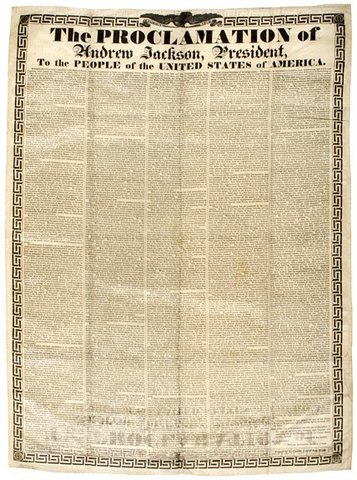 Jackson issues Nullification Proclamation