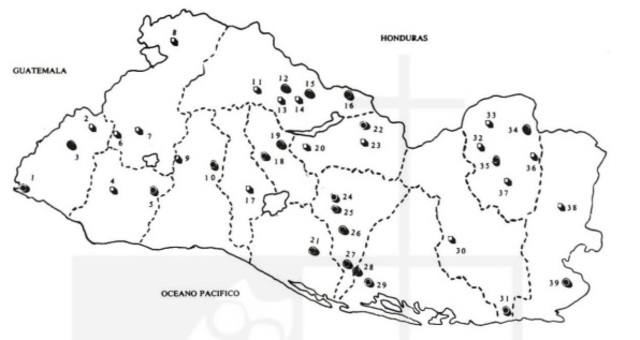 MAPA DE LAS PRINCIPALES ACCIONES DEL FMLN DURANTE LA OFENSIVA DE ENERO DE 1981.