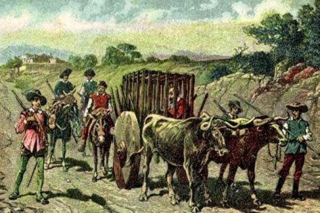 Don Quijote es enjaulado