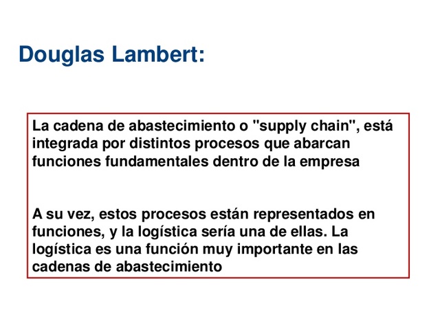 Stock y Lambert, cadena de suministro.
