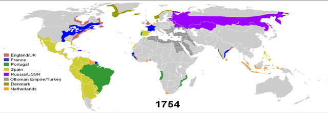 Colonias al año 1754