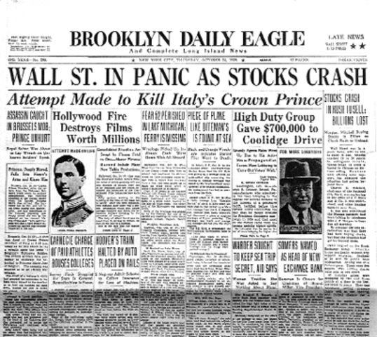 US stock market crashes