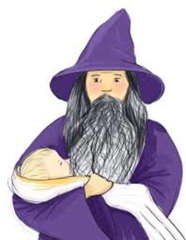 Baby Arthur and Merlin