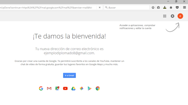 Si todo es correcto, podemos accesar a una cuenta unica y personal