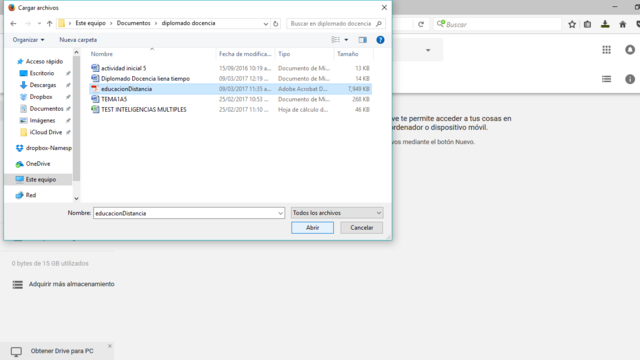 Los archivos a subir pueden ser de nuestra computadora o algun dispositivo conectado a ella
