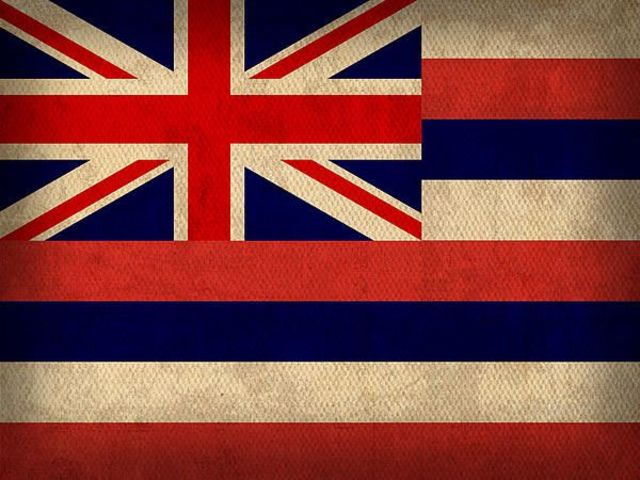 Hawaii's state flag is replaced by the United States' "Stars and Stripes".