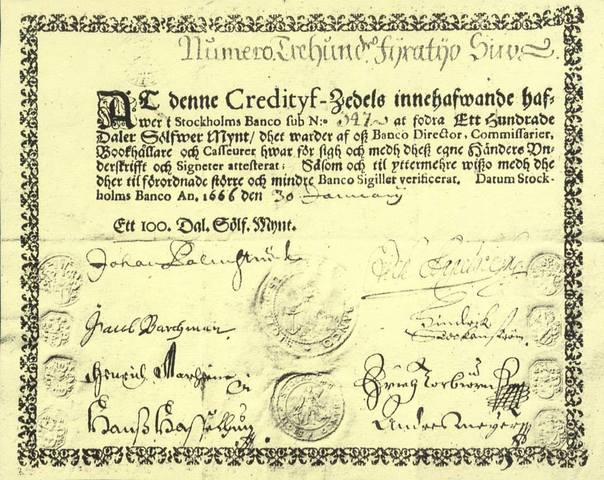 Az első nyomtatott papírpénz