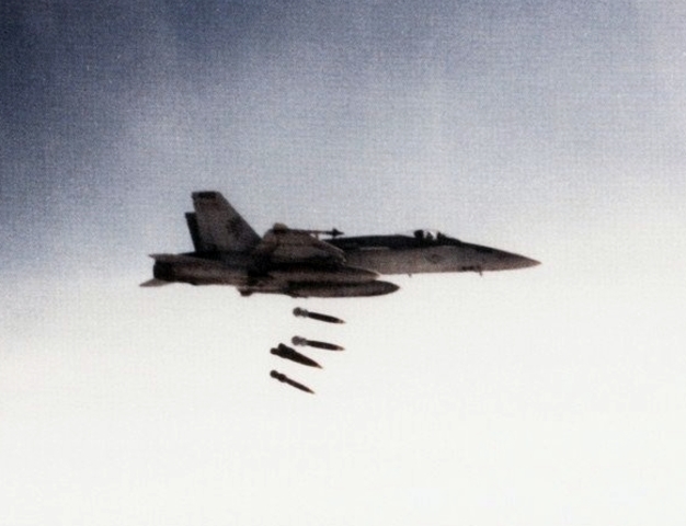 American bomber planes dropped bombs on an underground bunker in Baghdad.