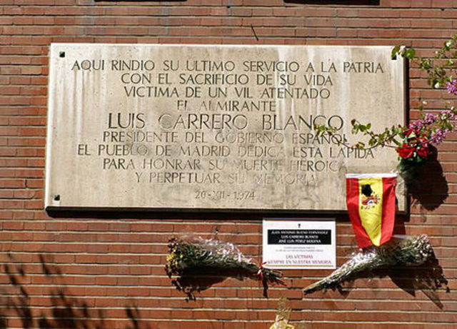 ETA asesina al Presidente Carrero Blanco.
