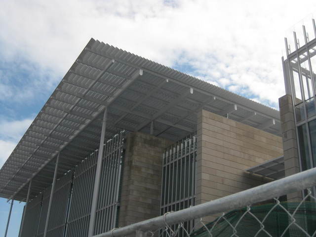 "Flying carpet" roof installation begins.