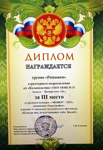 Призовые места в ЭКОШОУ