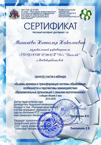 Сертификат Мишеневой Н.Н.