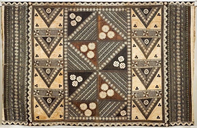 Hiapo (tapa). Niue. c. 1850-1900 C.E. Tapa or bark cloth, freehand painting.