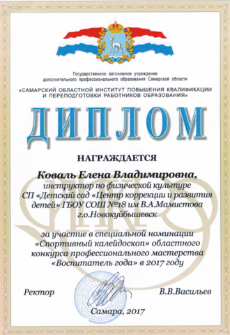 Участие в областном конкурсе "Воспитатель года 2017"