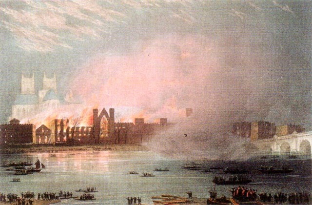 Great fire destroyed houses of parliament