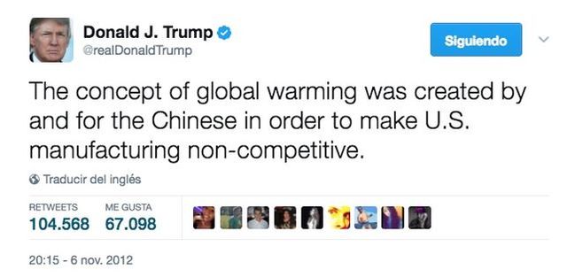 Afirmó Cambio climático es un invento